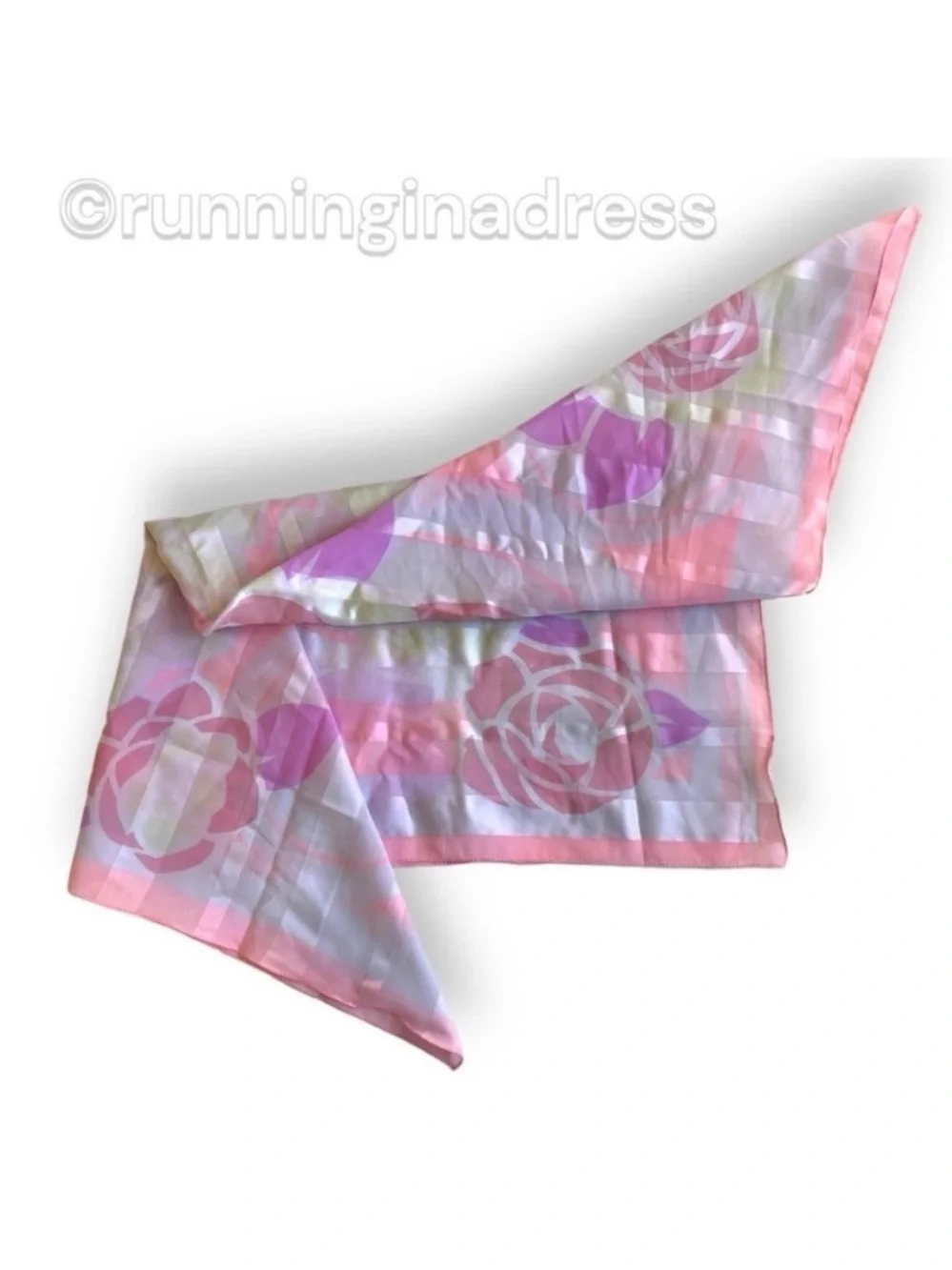 VTG 80s Deadstock Berkshire Handkerchief Co Pink Floral Scarf Italy 30x29.5 NWT